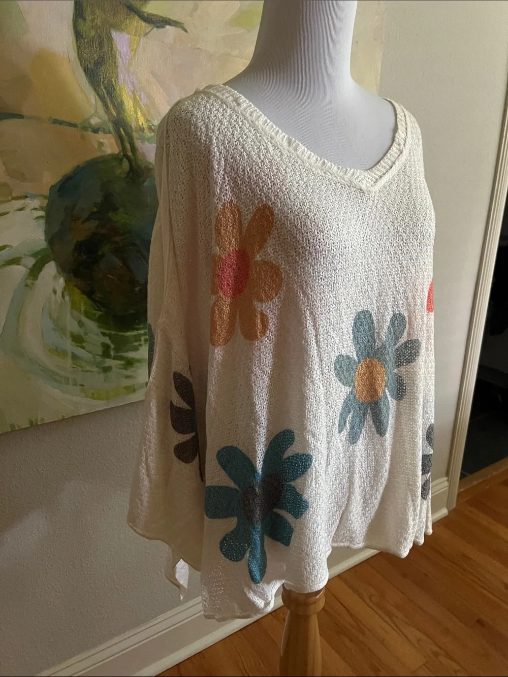 POL Groovy For You V-Neck Flower Print Top In Ivory large - Picture 3 of 16